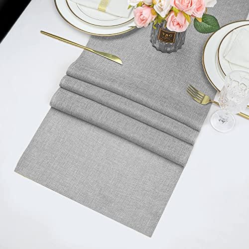 Burlap Table Runner Gray 2 Packs 12x84 Inch Rustic Boho Jute Fabric