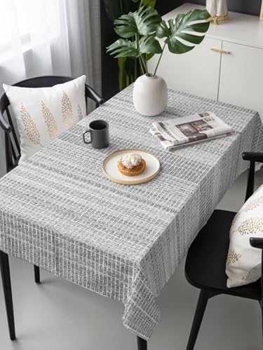 Linen Textured Striped Rectangle Tablecloth 60 x 120 Inches Farmhouse