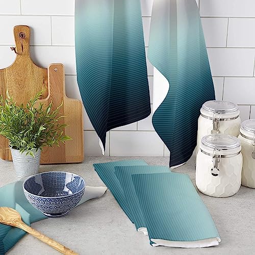 Cotton Kitchen Towels Grey Gradient Stripe Kitchen Dish Cloths, Ultra