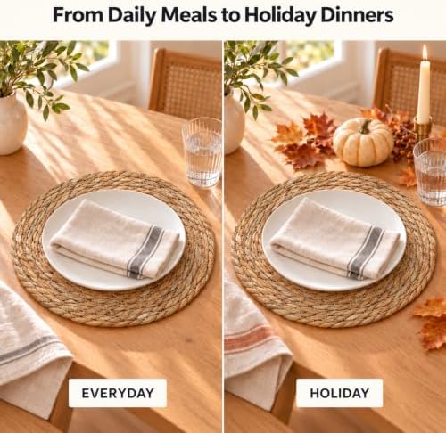 13" Round Woven Placemats for Dining Table Decor at Holiday