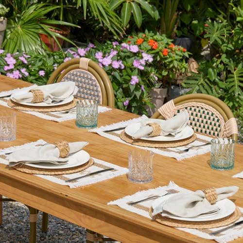 YANGQIHOME Boho Placemats Set of 4, Farmhouse Rustic Woven Placemats