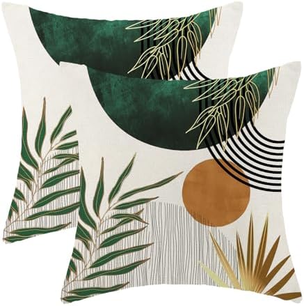 Boho Pillow Covers 20x20 Set of 2 Green Gold Throw Pillow Covers