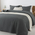 Andency Dark Grey King Size Quilt Bedding Set, 3 Pieces Bedspread