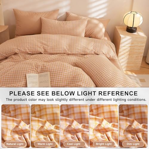 VClife Washed Cotton Linen Like Duvet Cover Set, Twin XL Comforter