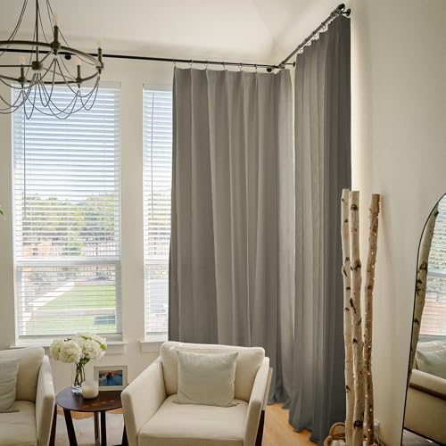 TWOPAGES Dark Gray Pinch Pleated Curtains 84 Inches Long for Living