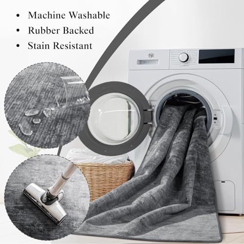 LIANLAM 2x6 Washable Runner Rugs, Gray Stainproof Non-Slip for Hallway