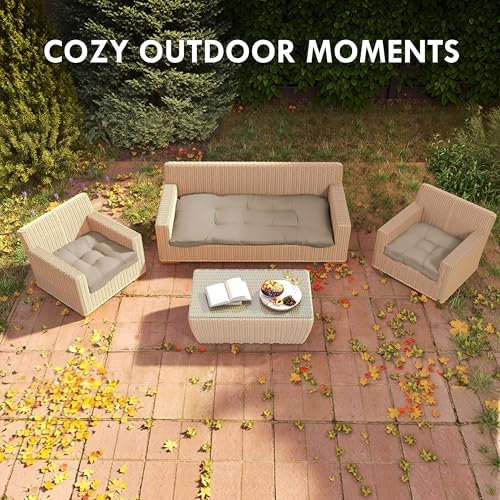 Outdoor Wicker Chair Cushions Set of 3, Waterproof Wicker Cushion for