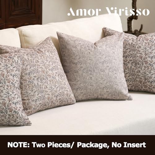Amor Virisso Floral Throw Pillow Covers 18x18 Set of 2 Vintage Block