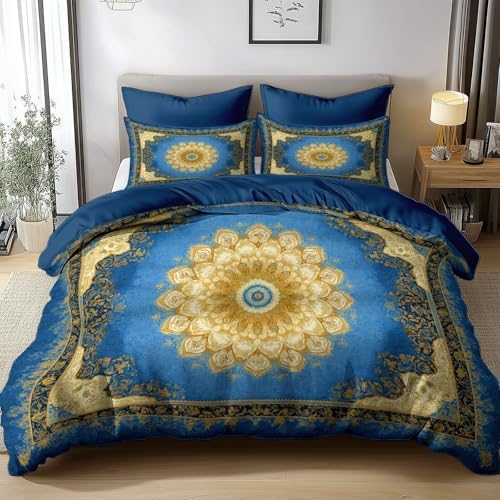California King Duvet Cover Set Paisley Pattern Soft Microfiber