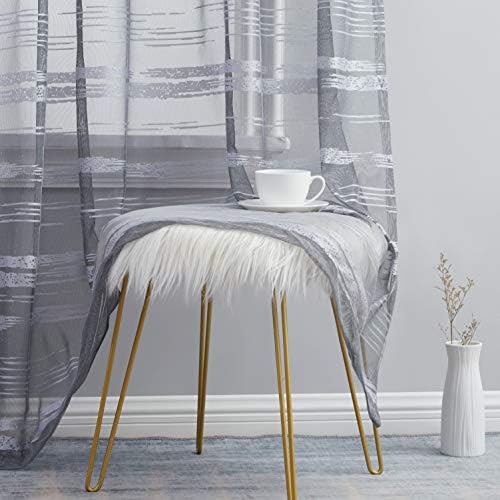 HLC.ME Broadway Stripe Decorative Sheer Light Filtering Grommet Window