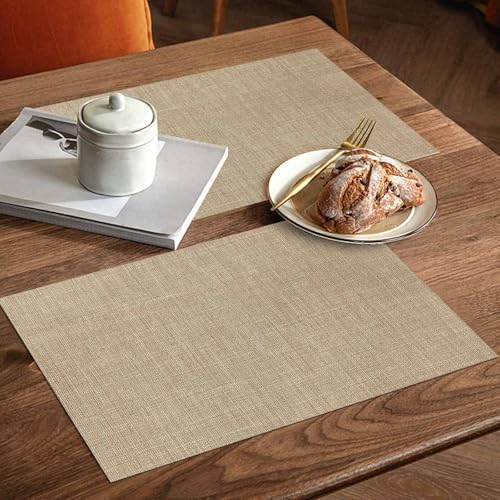 Placemats Set of 8, Brown Farmhouse Woven Placemat, Linen Place Mats
