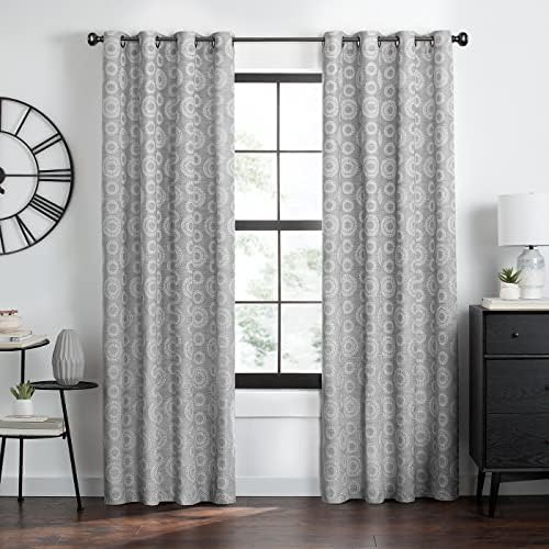 Constellation Grommet Curtain Panel, 52 x 63 in, Grey, Machine