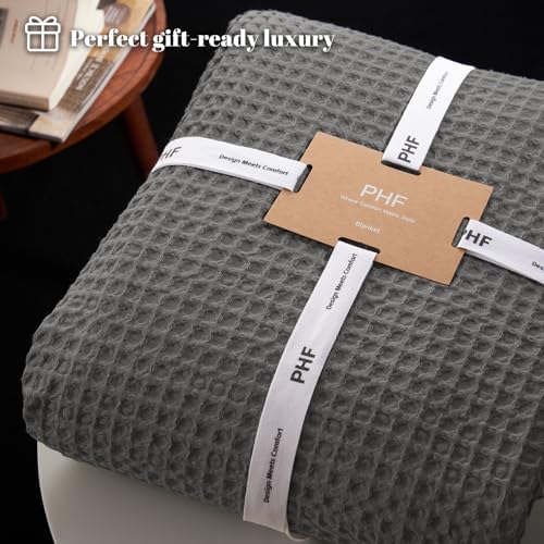 PHF Ultra Soft Waffle Weave Blanket for Bed, King Size, 104"* 90"