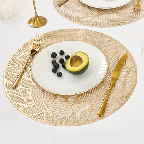 U'Artlines 12 Pack Round Pressed Vinyl Placemats Metallic Place Mat