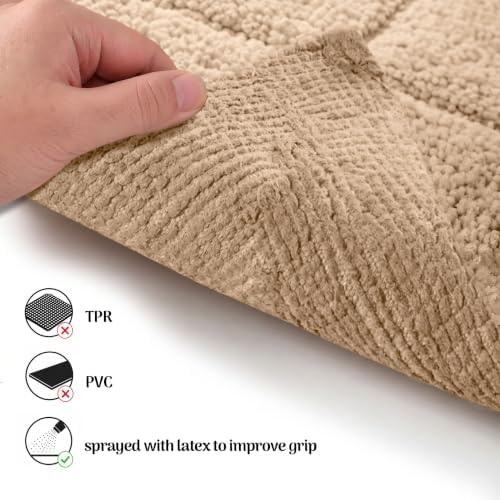 SUPERIOR Cotton Washable Bath Rug with Runner Bundle Set, 3 Piece