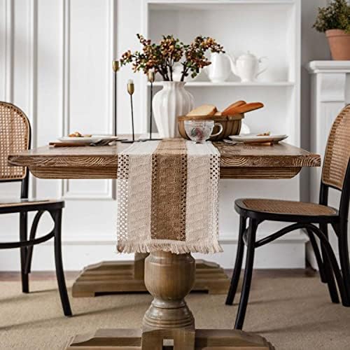 Braided Farmhouse Table Runner (Beige 12x108 inch)