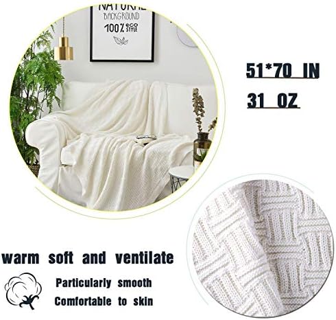 Cable Knit Throw Blanket for Couch Sofa Car Home Decor 51 x 70in