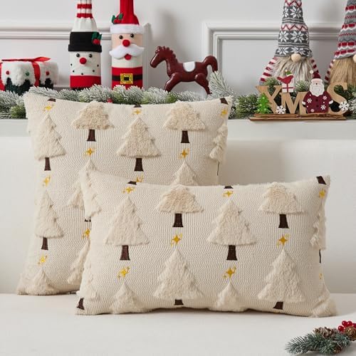 UGASA Star Christmas Decorative Pillow Covers 12x20 Inch Set of 2 Soft