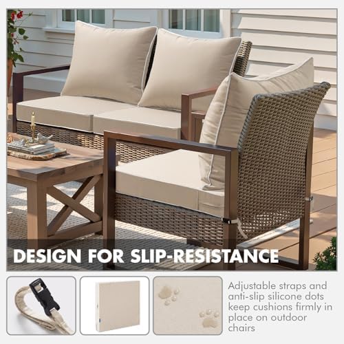 MIULEE Beige Outdoor Seat Cushion 24x24 Inch Set of 4 Waterproof