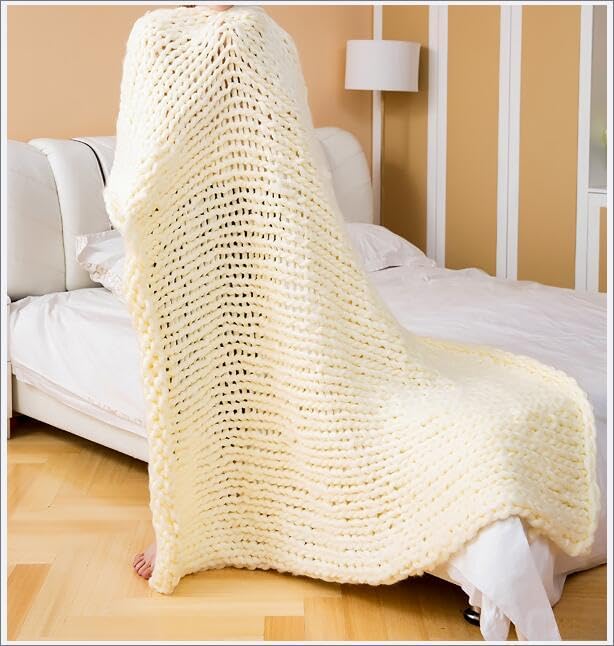 Chunky Knit Blanket Throw Cotton Throw Blanket 100% Handmade Warm &