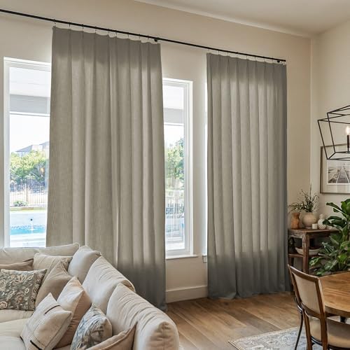 TWOPAGES Dark Gray Pinch Pleated Curtains 108 Inches Long for Living