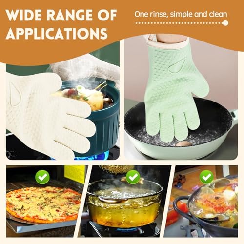 4 Pack BPA-Free Soft Silicone Oven Mitts,550F Heat Resistant Cooking