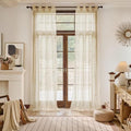 Foil Stripe Beige Sheer Curtains 120 inches Length 2 Panels with