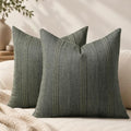 Hckot Decorative Striped Throw Pillow Covers 20x20 Set of 2 Olive
