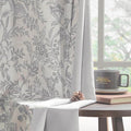 Lazzzy Grey Floral Linen Lined Curtains Rod Pocket 50W X 63L 2 Panels