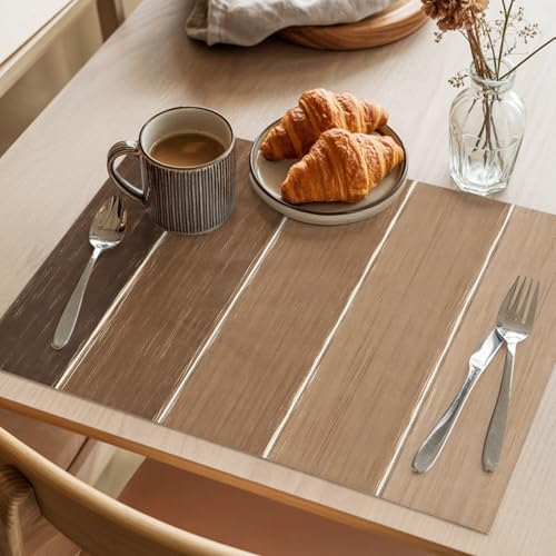 Round Placemats Set of 8 Minimalist Wood Grain Place Mats Neutral