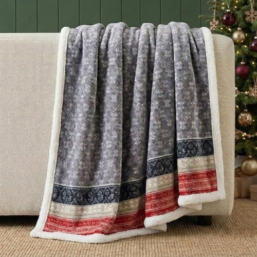 Eddie Bauer - Sherpa Reverse Throw Blanket for Bed or Couch, 50 x 70