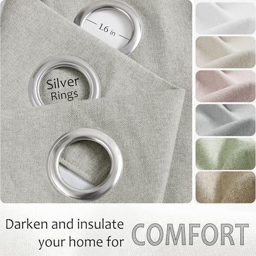 Jubilantex Faux Linen Blackout Curtains Taupe Grommet Top 84" L 2