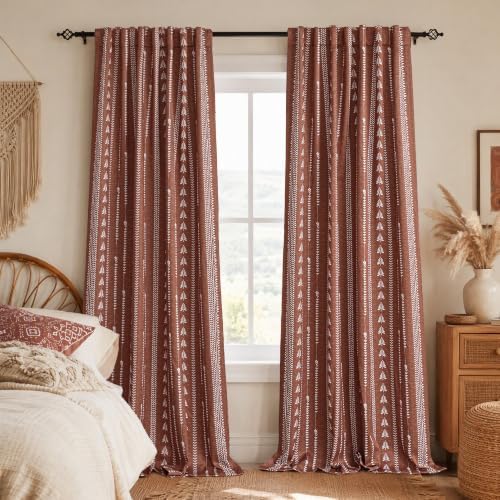 MEETSKY Boho Terracotta 95% Blackout Curtains for Bedroom 50Wx72L,2