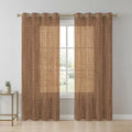 Dark Brown Sheer Curtains for Living Room 96 inch Length 2 Panels Set