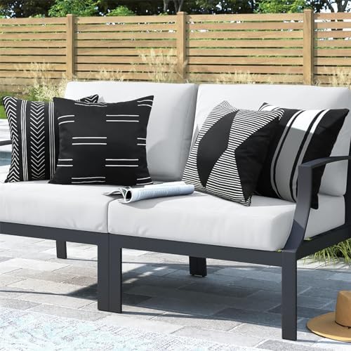 Adabana Set of 4 Outdoor Waterproof Pillow Covers 18x18 Black and