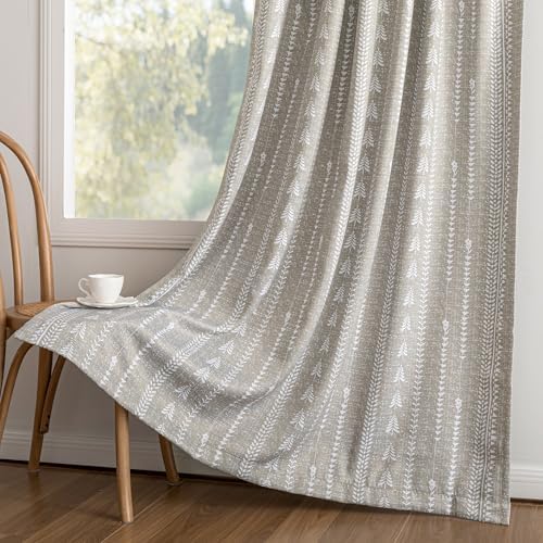 MEETSKY Boho Taupe 95% Blackout Bedroom Curtains 50Wx72L,2 Panels
