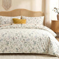 Floral Duvet Cover Set Queen Size 100% Cotton Green Floral Comforter