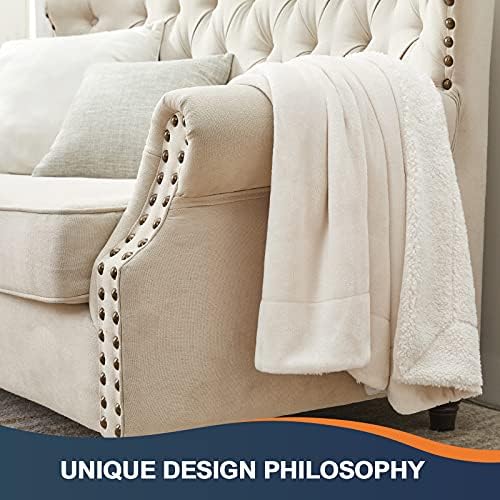 Walensee Sherpa Blanket (Throw Size 50”x60” Off White) Super Soft