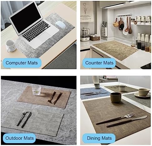 Weabetfu Faux Leather Heat Resistant Placemats Set of 6 Waterproof