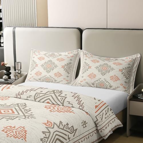 Manfei Boho Style Duvet Cover Queen Size 100% Cotton Tribal Exotic