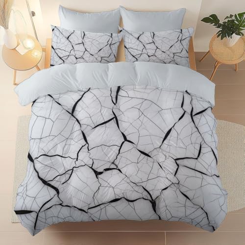 Light Gray Duvet Cover Queen - 100% Microfiber 3 Pcs Minimal Abstract