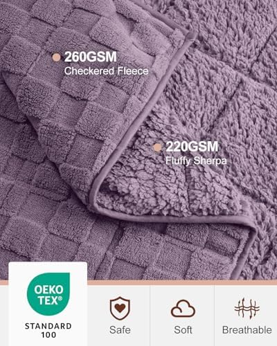 Kivik 20lbs Weighted Blanket for Adults, Checkered Fleece & Sherpa