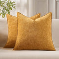 JUSPURBET Chenille Decorative Throw Pillow Covers 20x20 Set of 2,Gold