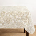 Savannah Boho Paisley Printed Vinyl Indoor/Outdoor Tablecloth, Taupe