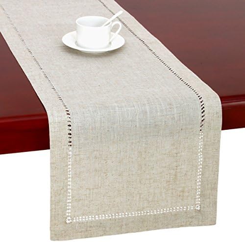 Grelucgo Handmade Hemstitched Natural Rectangle Lace Table Runners