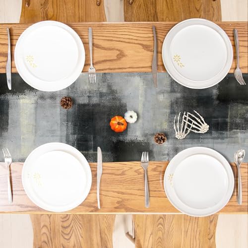 Black Grey Watercolor Table Runner 72 Inches Long (13"x72")