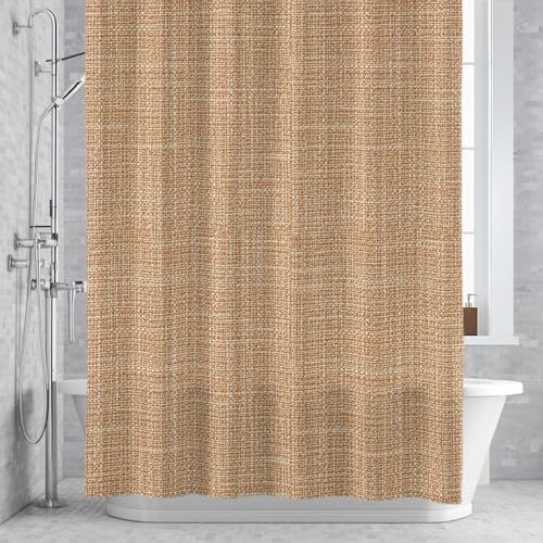 Tan Linen Shower Curtain 84 inches Extra Long Rustic Boho Natural Sand