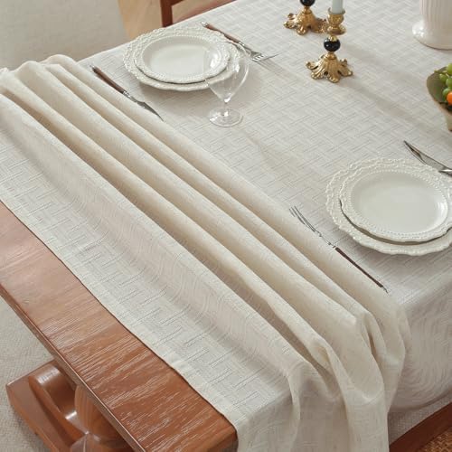 Natural Linen Cottton Tablecloth,Rectangle Rustic Elegant Tablecloth