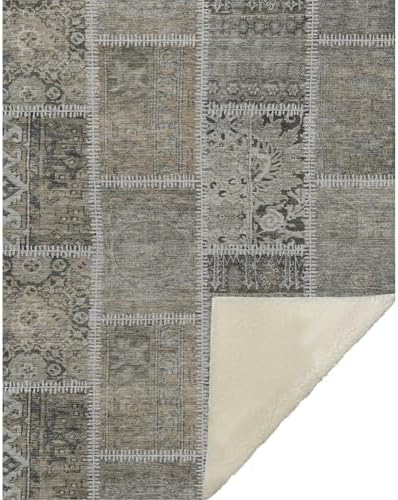Addison Rugs ASB635 Taupe 50" x 70" Oversized Sherpa Throw Blanket