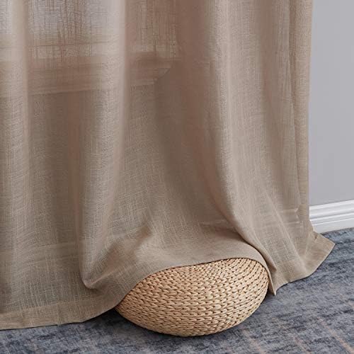 HLC.ME Abbey Faux Linen Textured Semi Sheer Privacy Sun Light